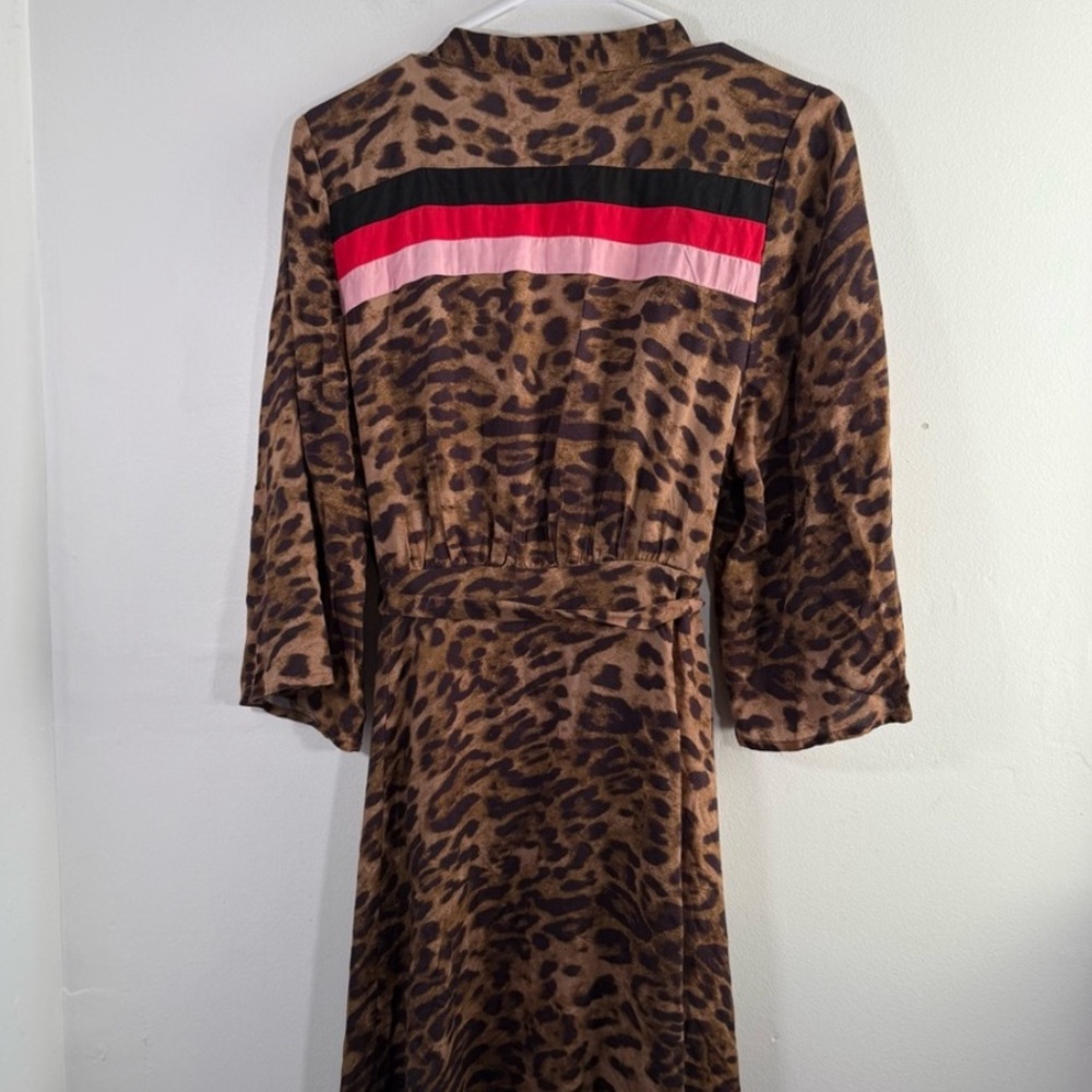 Free People x NFC Leopard Stripe Belt Waist Tie Duster Kimono Maxi One Size - Picture 8 of 12